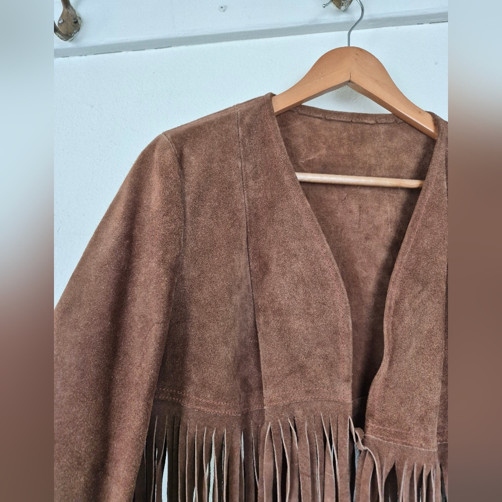 Vintage Suede Fringe Jacket Fits Womens Small - Picture 4 of 9